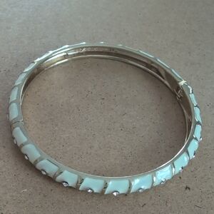 Sequin Elegant Cream and Gold Bangle Bracelet